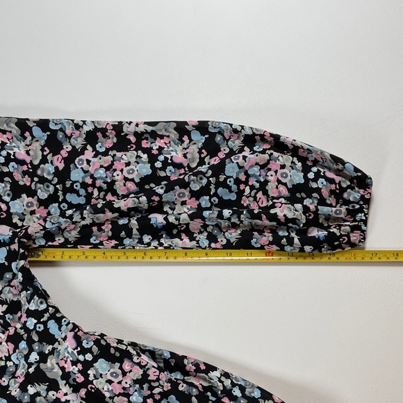 Princess Polly Kassie Long Sleeve Smocked Mini Dress Black Floral 2 - Picture 11 of 16